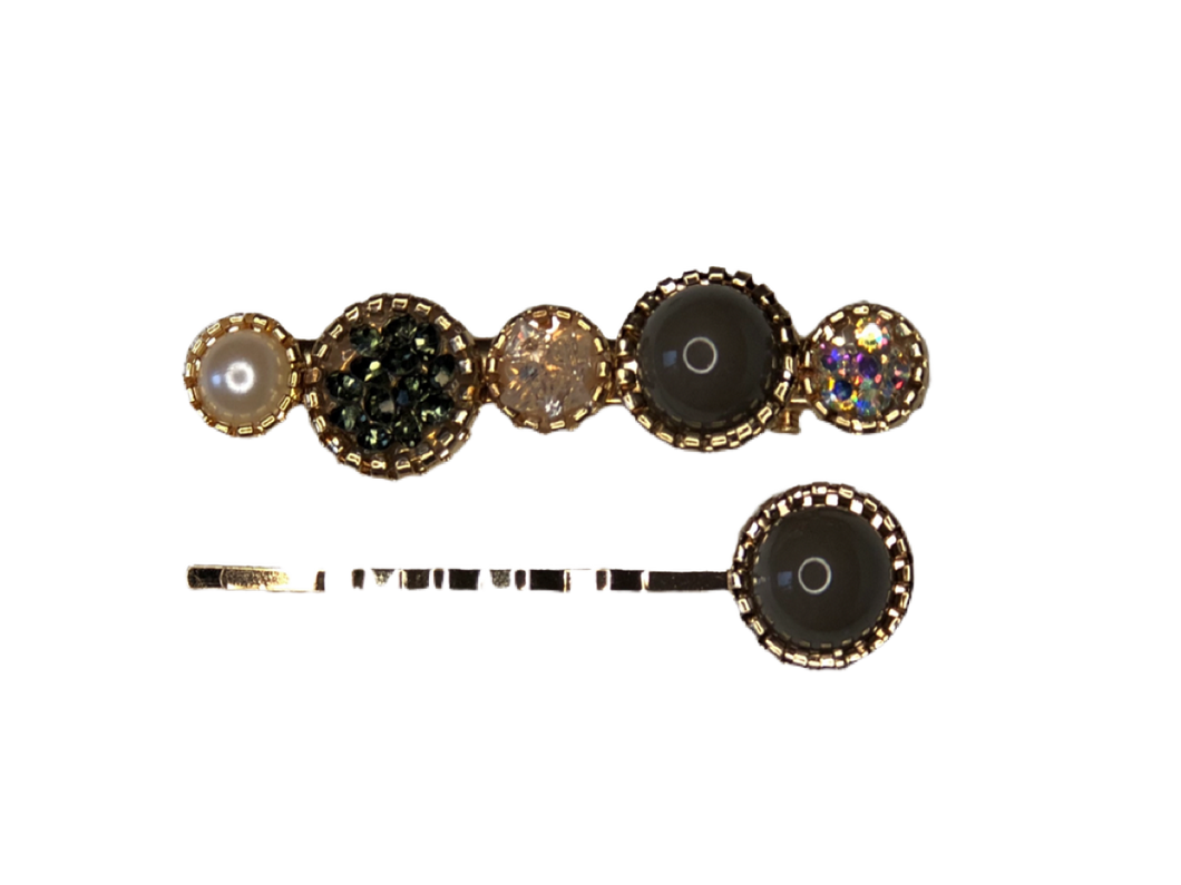 Mix & Match Pearl Hair Clip Pack - Charcoal