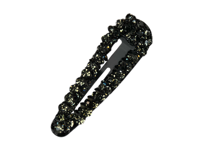 Large Glitter Snap Hair Clip - Charcoal
