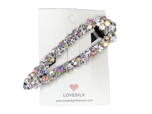Large Glitter Snap Hair Clip - White