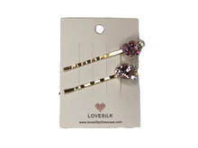 Blush Pink Love Heart Diamante Hair Clip - 2 Pack